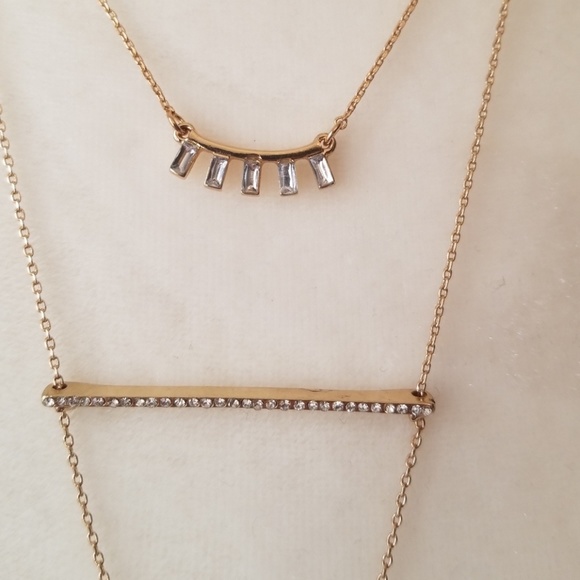 Nordstrom's BP Gold Tone Layered Crystal Necklace - Picture 2 of 3
